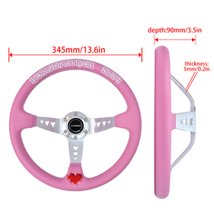 TIYPEOR Volant en acier universel de 330 mm (14 pouces) personnalisable avec broderie et logo JDM Racing, modification personnalisable - Product Image 3