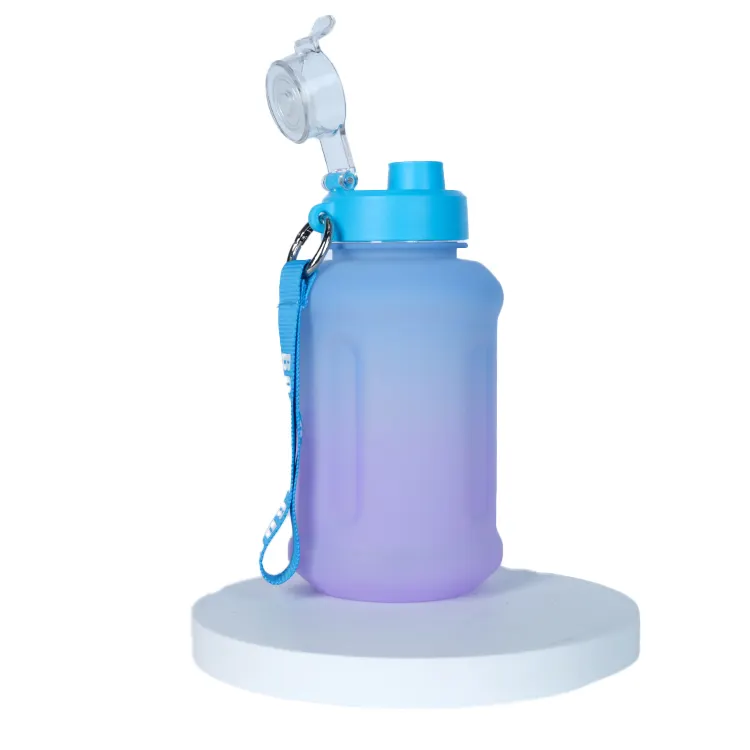 Tùy chỉnh BPA free 2L công suất lớn rơm cup Leak-proof thể thao ngoài trời rõ ràng nhựa motivational chai nước với thời gian đánh dấu