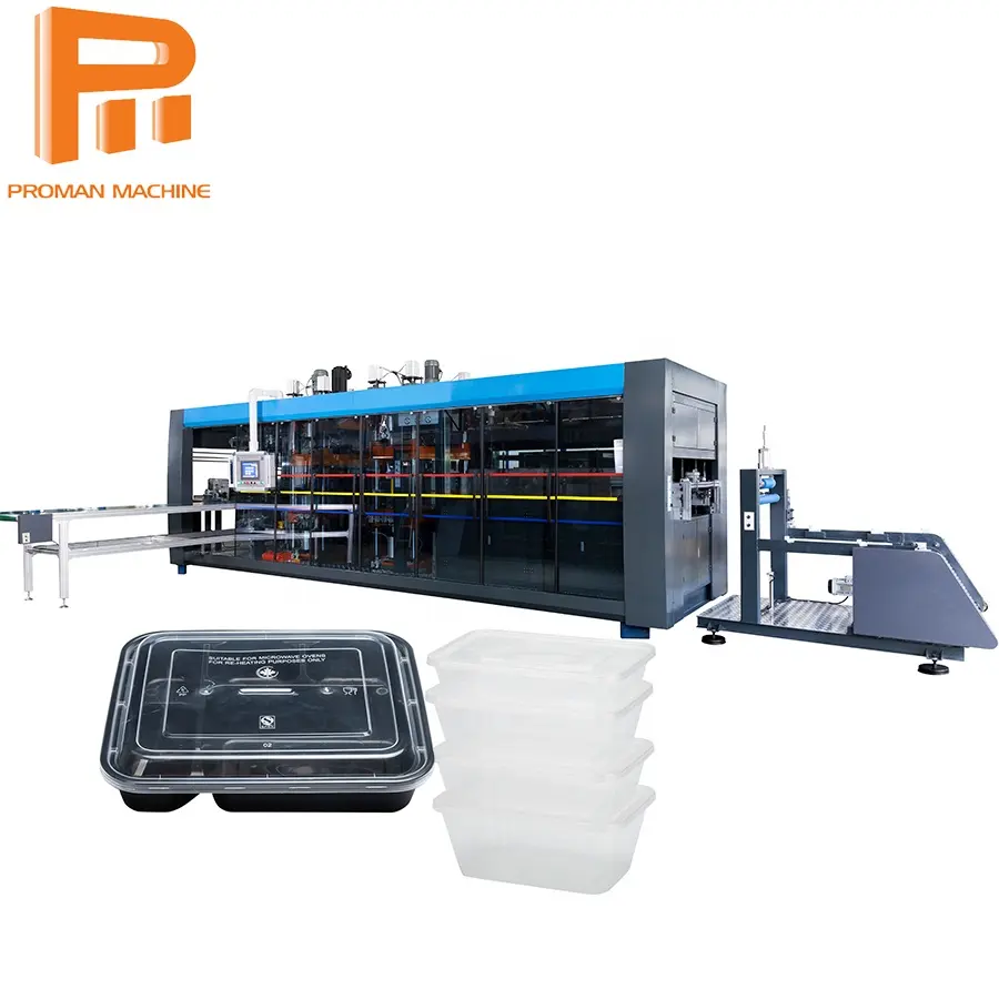 Servo 3 Stations Automatic Plastic Food Box Container Lid Thermoforming food container forming machine equipment