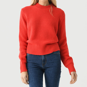 Suéter LASARO INTERNATIONAL para Mujer, Cuello Redondo, Manga Larga, Color Rojo Sólido, Estilo Casual, Largo Regular, 100% Algodón - Product Image 3