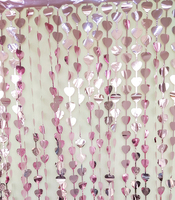 Toile de fond rose en forme de cœur 1*2m, décor de porte fenêtre, rideau coloré en feuille d'aluminium pour fête d'anniversaire et mariage