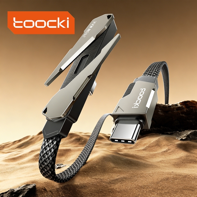 Toocki 240W Fast Charge Data Cable with 2-in-1 90 Degree Elbow Design Zinc Alloy Shell Braided Nylon Cord 480Mbps for Tablet