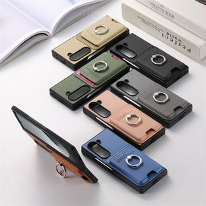 Funda Magnética de Cuero con Tapa para Samsung <span class=keywords><strong>Galaxy</strong></span> Z Fold7 Fold6 Fold5 con Soporte de Anillo para Tarjetas, Textura Grabada y Cubierta Protectora - Product Image 6