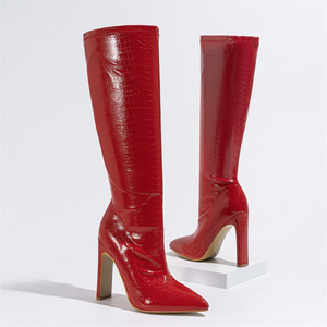 2024 Fashion Stivali Donna Pointed <b>Toe</b> Knee High Heels Tacones Talons Zipper 35-42 Winter Boots for Women - Product Image 5