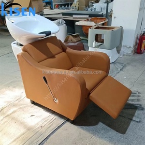 Kisen Back Wash Shampoo Chair Hair Wash Salon <b>Bed</b> Customized Adjustable Legrest Chair Simple Ceramic Sink - Product Image 5