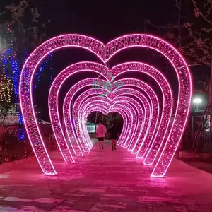 Led Street Arch Heart Outdoor Theme Lantern Festival Large Christmas Lighting 3D Decorative Arch Motif Light