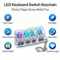 Customizable 4-Key Smoker Clear Keycap Keychain Keyboard Fidget Toy for Adults Keyboard Clicker With Led