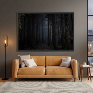 Elegant Dark Forest Landscape <b>Canvas</b> Print: Night Forest Wall Art,BLACK <b>FRAMED</b> <b>CANVAS</b> - Product Image 3