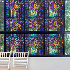 ذاتية اللصق الرجعية سميكة الملونة نمط زهرة الأرجواني نافذة الامتزاز الكهروستاتيكي الخصوصية لديكور المنزل - Product Image 4