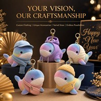 Porte-clés Mascotte Baleine Arc-en-ciel Personnalisée en Peluche, Vente en Gros, Cadeau du Nouvel An, Logo CPC, Cadeau de Fêtes Saisonnier, Jouet Doux OEM ODM