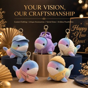 Porte-clés Mascotte Baleine Arc-en-ciel Personnalisée en Peluche, Vente en Gros, Cadeau du Nouvel An, Logo CPC, Cadeau <span class=keywords><strong>de</strong></span> Fêtes Saisonnier, Jouet Doux OEM ODM - Product Image 5