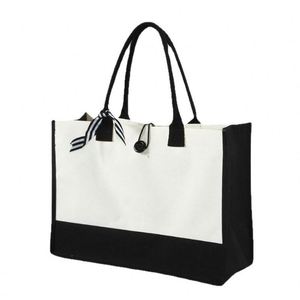 Custom Logo Manufacturers Eco-Friendly Recyclable Customized Black <b>White</b> Foldable Women's Canvas Tote Shopping <b>Bag</b> - Product Image 5