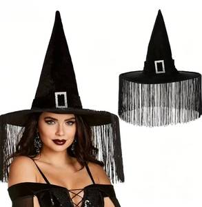 หมวกแม่มดทรงแหลม MS Dark Tassel Witch สำหรับคอสเพลย์ฮาโลวีน อุปกรณ์ประกอบฉากถ่ายภาพสำหรับงานปาร์ตี้ - Product Image 3