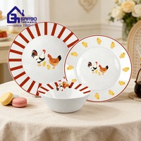 Nouvelle Collection Assiette Décorée Pastoralisme 7/8 pouces en Verre Opale Imprimé, Assiette Ronde Plate Résistante à la Chaleur, Vaisselle de Table Cuisine