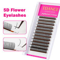 Extensions de cils 5D en PBT coréen, fabrication artisanale professionnelle, effet fleur, boucles C et D, 0,07 mm, 8-15 mm, effet camélia, vaporeux