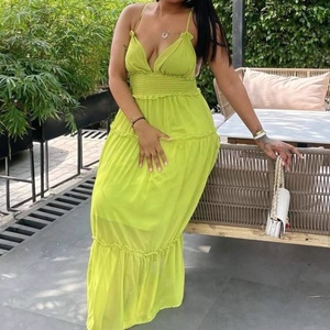 Ropa de Verano para Mujer - Vestidos Elegantes de Color Sólido con Cuello Halter y Cintura Ajustada, Inspirados en la Moda Africana - Product Image 2