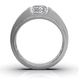 Men's Oval Cut Lab Grown CVD <b>Diamond</b> Ring White Yellow Rose Gold & Platinum Engagement <b>Jewelry</b> /IGI Certified - Product Image 4