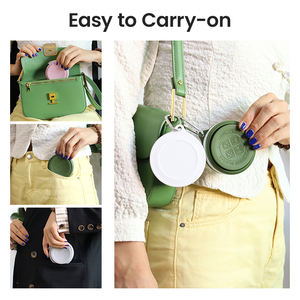 แก้วซิลิโคนพับได้ทรงกลม 200 มล. เกรดอาหาร 100% พร้อมฝาปิด สำหรับพกพา ดื่มกาแฟ เดินทาง ใช้กลางแจ้ง และในรถบ้าน - Product Image 4