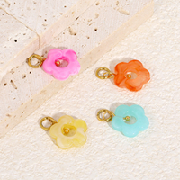 Pendentif Fleur à Cinq Pétales en Acrylique Coloré Plaqué Or 18K PVD Printemps-Été pour Collier, Bracelet et Création de Bijoux DIY