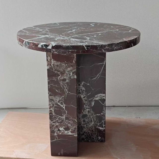 Luxury Modern Rosso Levanto Red Marble Furniture Round Customized Design Home Living Room Round Side Bedside Dining Coffee Table