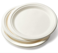 Assiette ronde jetable 100% compostable et biodégradable en bagasse de canne à sucre, 6/9 pouces, vaisselle jetable pour mariage et fête