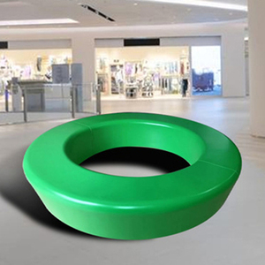 Curved Integrated Planter Seating Bespoke Fiberglass <b>Stools</b> for Cultural Center Exterior - Product Image 2