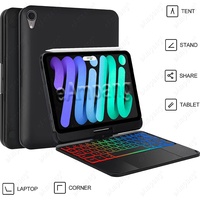 Keyboard Ajaib Nirkabel Magnetik Berputar 360 Derajat dengan Touchpad Keyboard Ajaib Berlampu untuk Apple iPad Mini 6 2022 Generasi ke-6