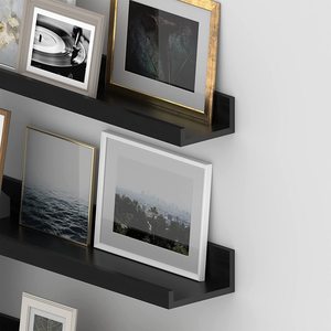 Estantes Flotantes de Madera Negra, Diseño Moderno, Estante de Pared para Almacenamiento de Libros, para Oficina en Casa y Sala de Estar, Color Personalizable - Product Image 4
