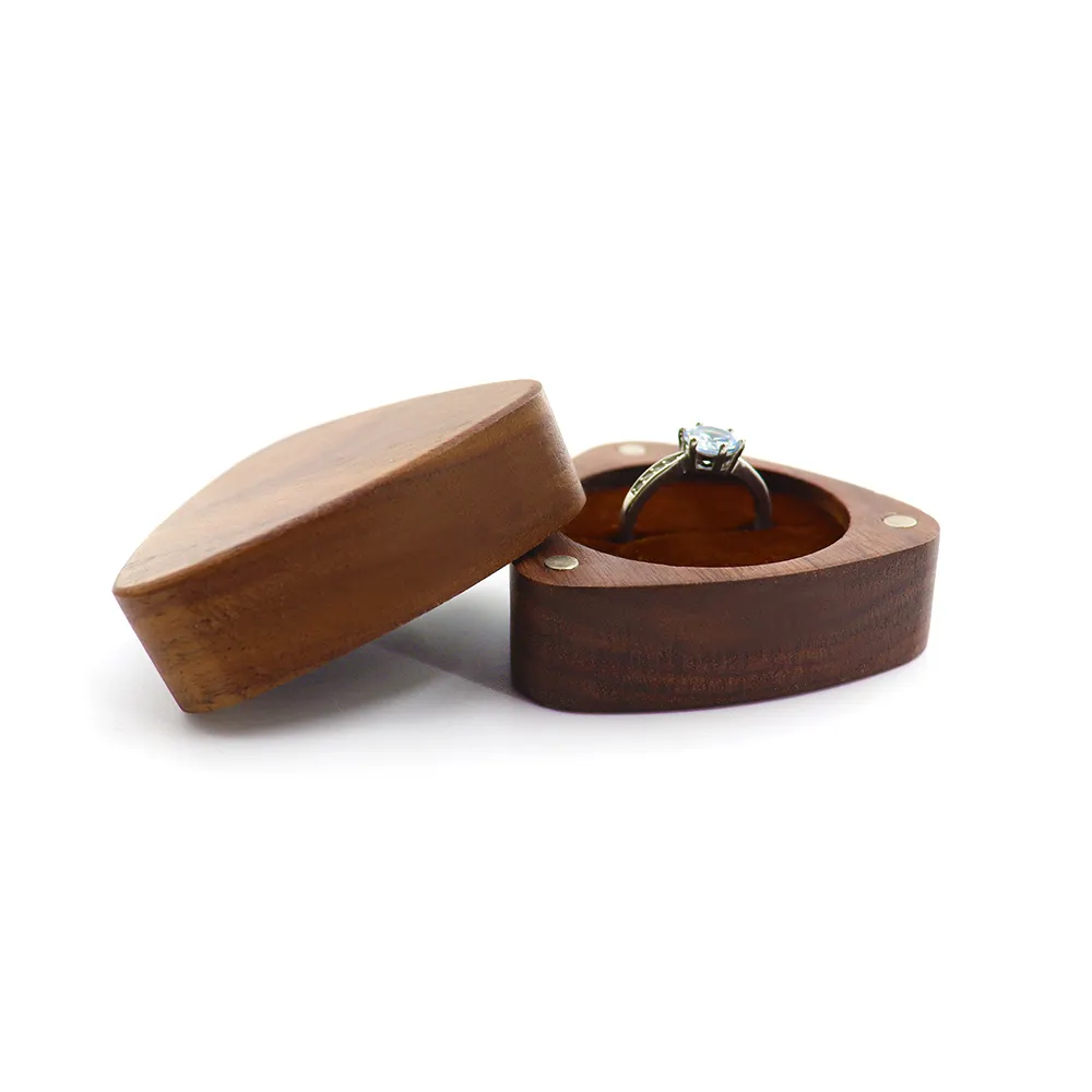 Caja de anillos de arco triangular, joyería hecha a mano de lujo, exquisita, almacenamiento portátil de madera sólida, Mini caja de joyería