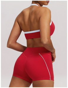 Soutien-gorge de yoga à col croisé plissé, dos élégant, respirant, en nylon, couleur unie, pour la course et le sport - Product Image 2