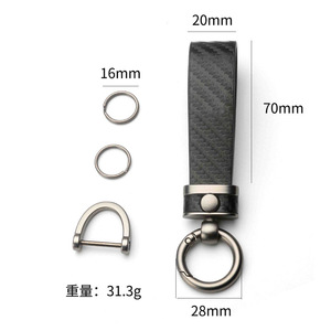 पुरुषों की कार्बन फाइबर कार कीचेन, डी-रिंग स्प्रिंग कीरिंग चमड़े की कुंजी फोब विरोधी खो कार सहायक उपकरण आयोजक - Product Image 4