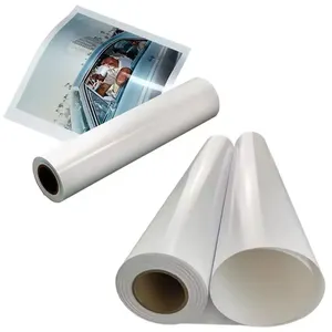 Rolo de papel fotográfico revestido de alto brilho, 180g, 200g, 230g, 24 polegadas, 36 polegadas, 42 polegadas, tinta corante, papel brilhante para impressão a jato de tinta