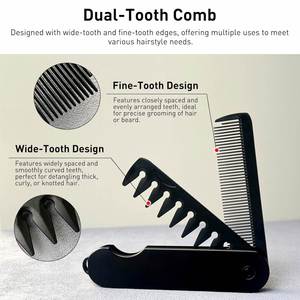 Professional Men's Mustache Styling Comb Wide Tooth Folding Pocket <b>Beard</b> Comb Women Travel 3 in 1 Detangling Hair Comb - Product Image 3
