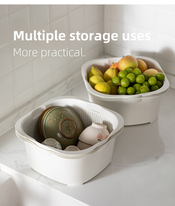 SHIMOYAMA Dual-Use <strong>White</strong> Draining &amp; Drenching <strong>Basket</strong> <strong>Wash</strong> Sieve Vegetable Set for Kitchen &amp; Living Room Storage <strong>Baskets</strong> - Product Image 6