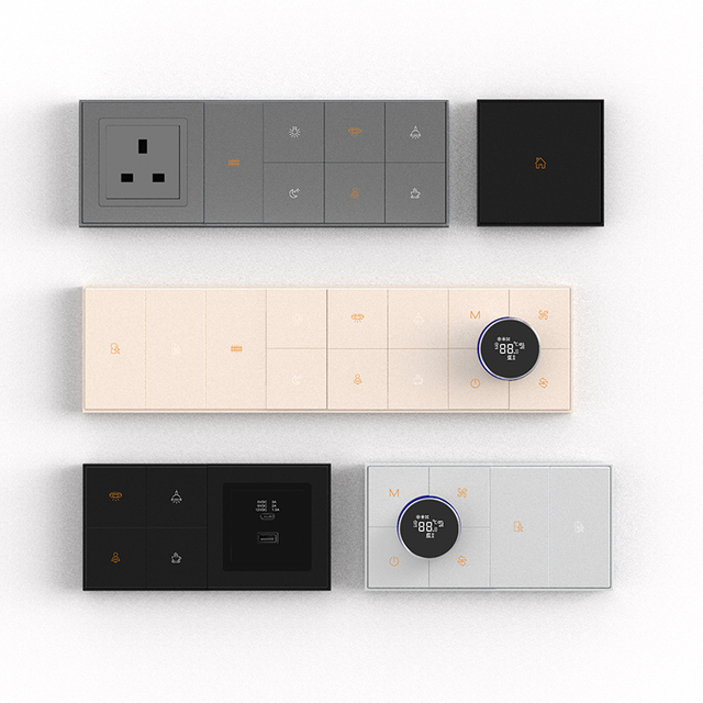 Customized Professional Home Wall Smart Switch for Home Hotel Office Building 1-4 Gang UK Standard Panel Switch Factory Supplier