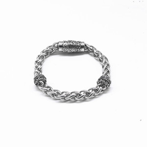 yunnique Skull Bracelet <b>Titanium</b> Steel Magnetic Clasp Unisex Jewelry Gift - Product Image 5