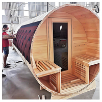 Massivholz Holzbefeuerter Fass-Saunaraum für 8 Personen Traditionelle Sauna für den Heimgebrauch Günstige Sauna mit Wasserdichten Asphaltschindeln