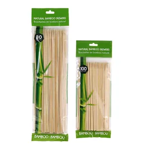 100% naturel bambou ronde bâton biodégradables barbecue brochettes de bambou 30cm 100 pack