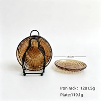 Ensemble d'assiettes rondes en ambre pour le thé de l'après-midi, les desserts, la présentation de fruits, la décoration de table, l'emballage cadeau, couleurs personnalisées, OEM