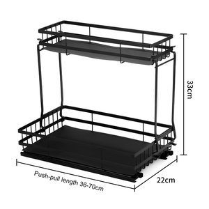 Organisateur de <span class=keywords><strong>cuisine</strong></span> à succès : Étagère sous évier à 2 niveaux empilable avec tiroir de rangement coulissant - Product Image 5