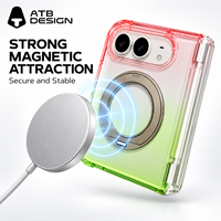 Coque magnétique transparente dégradée pour iPhone Duo avec anneau rotatif à 360° et béquille, protection antichoc – Vente en gros