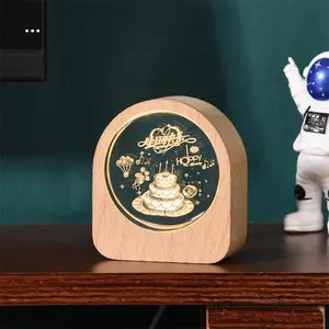 Glowing 3d Crystal Ball Night Light Led Bedside Milky Way Lights indoor table Ornament Solid Wood Base USB Night Lamp