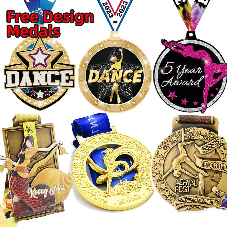 Manufacturer Custom Free Design Metal 3D Star Medal Gymnastics Dance Cheerleading Medals