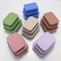 Logo personnalisé Boîte à lunch rectangulaire en silicone sans BPA Contenants de stockage des aliments réutilisables pour micro-ondes