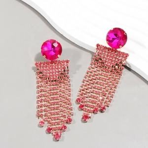 Pendientes de Gota con Borla de Diamantes de Cristal y Piedras de Imitación Geométricas, Estilo Bohemio de Alta Gama, Cadena Circular con Detalle de Gota de Agua, a la Moda - Product Image 4