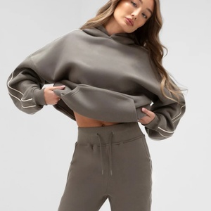 Sudadera de Forro Polar de Algodón Grueso de 500 g/m² con Hombros Caídos, sin Cordones, Oversize, para Deportes y Actividades al Aire Libre, con Logotipo Personalizado y Letras Tejidas, Ideal para Invierno - Product Image 4