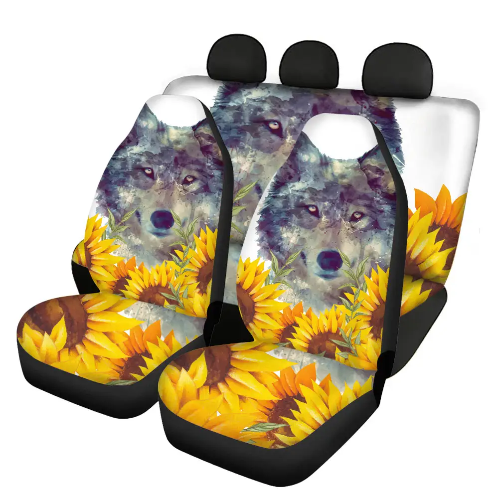 Mode Sonne Blumen und Wolf Druck Auto Sitz Abdeckung Vollen Satz Kunden Design/Logo/Farbe Für Spezielle Lkw auto Sitzbezüge Universal