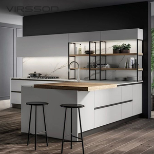 Gabinetes de Cocina Modulares de Diseño Europeo sin Marco, con Acabado Negro Brillante de Alta Gama y Cajones con Cierre Suave - Product Image 3