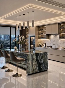 Mármol Marrón Shangri-<span class=keywords><strong>La</strong></span> para Isla de Cocina, Encimera, Mesa de Comedor, Escalera de <span class=keywords><strong>Villa</strong></span>, Decoración Interior de Sala de Estar - Product Image 4