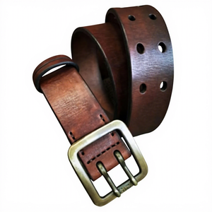 Cinturón de Cuero 100% Vacuno Hecho a Mano para Hombre, Diseño Cuadrado Vintage Ecológico con Hebilla de Acero de 2 Pulgadas, B S International de Una Pieza - Product Image 3